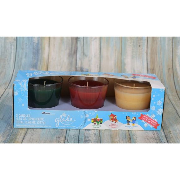 Glade Candles Winter Collection Apple Cinnamon, Frosted Cookie, Sparkling Spruce - Picture 2 of 8
